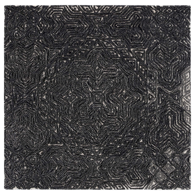 Angeli Hand Tufted Wool And Cotton With Latex Geometric Rug, Square 5'