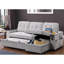 Canapé-lit modulaire réversible en tissu de 84 po de largeur avec méridienne de rangement, ports de chargement et poches latérales - gris, 3 sièges, porte-gobelet à hauteur de dossier de 17 po,