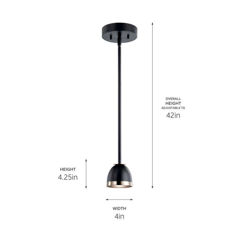 Petit luminaire suspendu 1Lt Germana, Noir / or