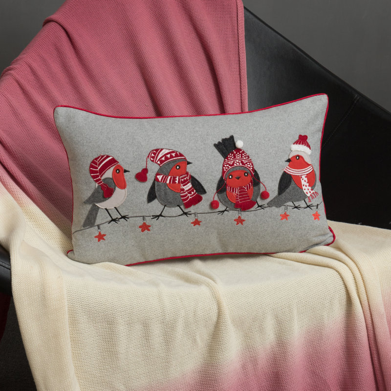Housse de coussin décorative de Noël Christmas Birds