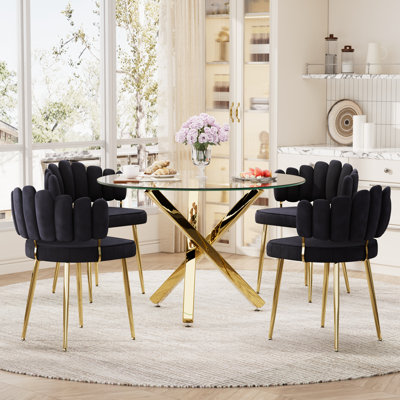 Round Glass Dining Set for 4-6