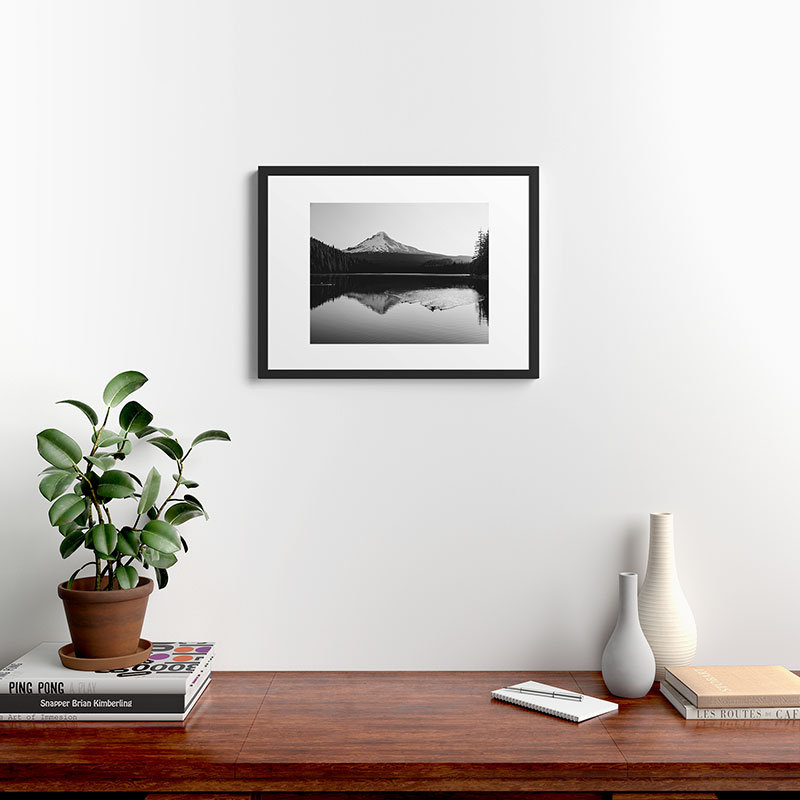 Wild Mountain Sunrise noir et blanc - impression d'un seul cadre photo, Cadre noir, H 18 po x l 24 po