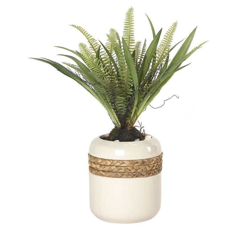 Jardinière moyenne en céramique avec détails tressés, H 17 po x l 16 po x P 16 po