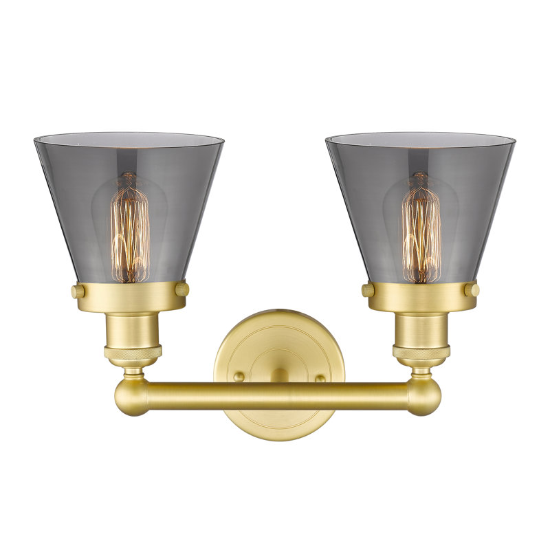 Éclairage pour meuble-lavabo à 2 lumières à intensité variable Cornville, Plaqué couleur fumée, Or satiné