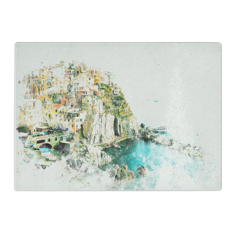Tempered Glass Manarola in Italy Chopping Board, 28.5 cm x 39 cm