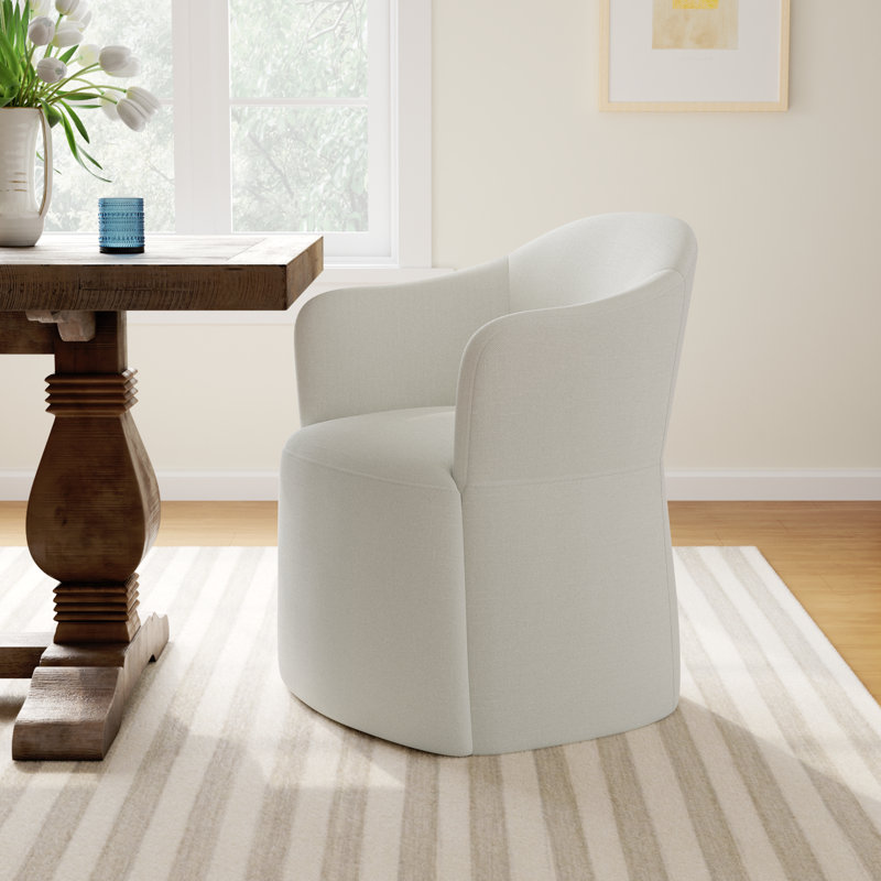 Janina Upholstered Arm Chair, Effie Linen Performance Linen