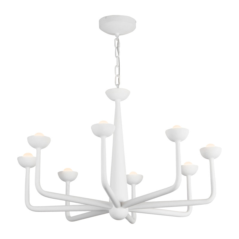 Spade 30-in White dimmable LED Chandelier, White
