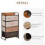 Commode à 4 places pour la chambre. Grand espace de rangement avec tiroirs en tissu. 2 petits et 3 grands tiroirs pour une organisation optimale. Pliable et légère. Structure en acier et plateau en bois. Système anti-basculement.
