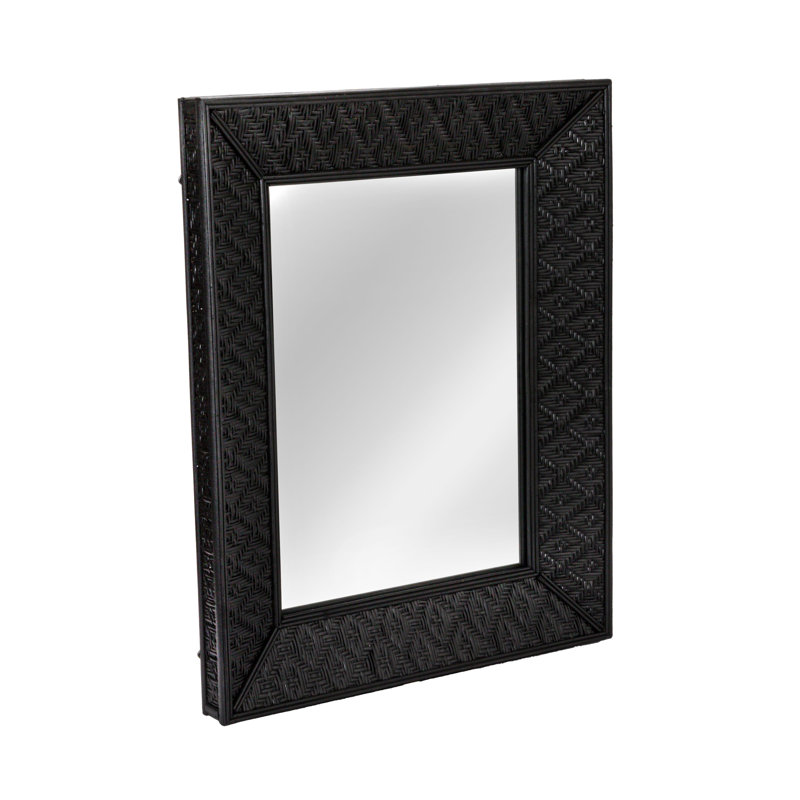 Ferrier Bamboo/Rattan Rectangle Wall Mirror, Black