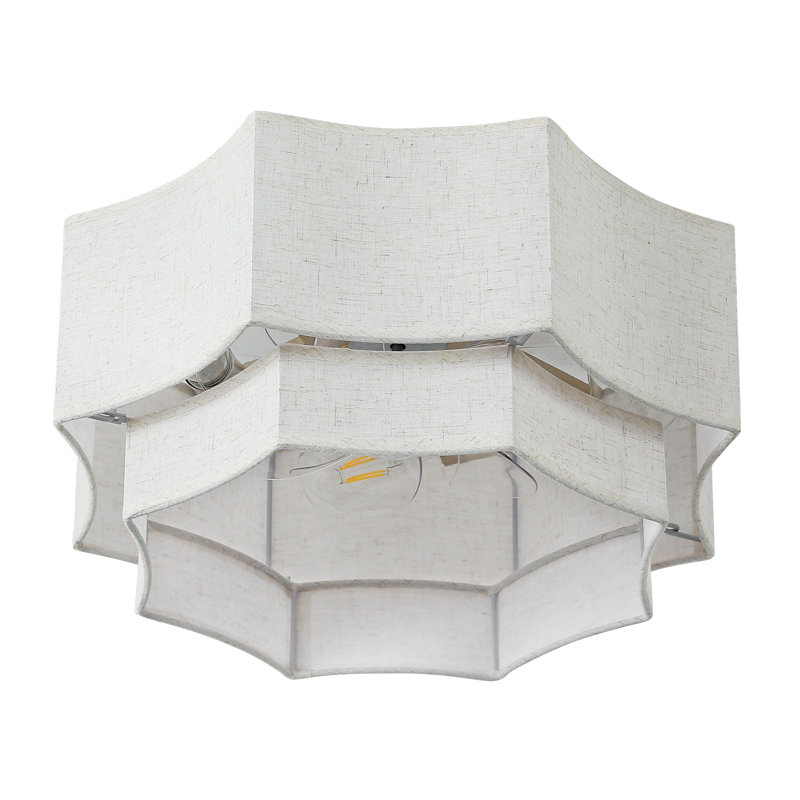 Ventilateur de plafond en cage 19 po avec abat-jour en lin, ensemble d'éclairage et télécommande Boho
