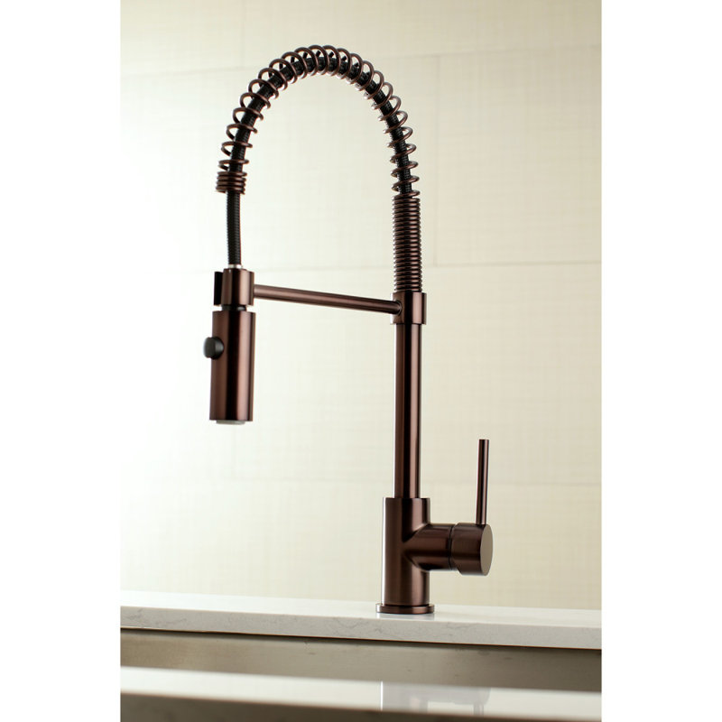 Kingston Brass Concord Single-Handle 1-Hole Deck Mount Pre-Rinse Kitchen Faucet, Oil Rubbed Bronze