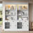 83.4"Tall Bookshelf Suite With LED Lighting,  Bookcase Suite With Sliding Doors,Drawers And Open Shelves,Storage Bookshelf