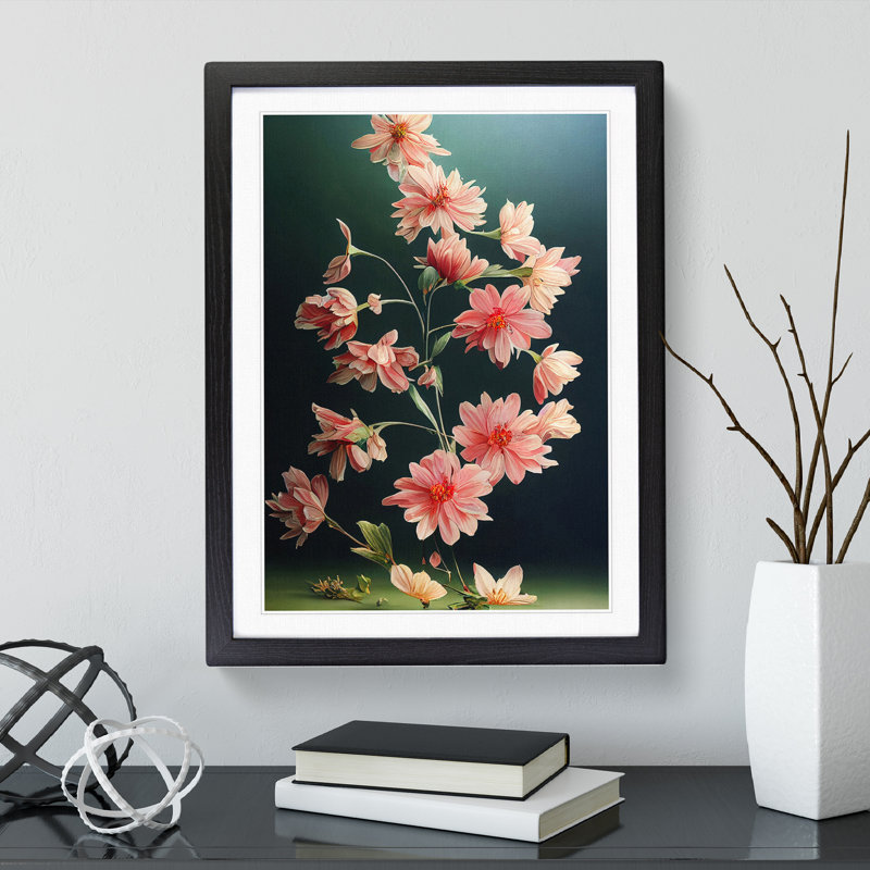 Alluring Flowers - Single Picture Frame Print, Black , 64cm H x 46cm W x 2cm D