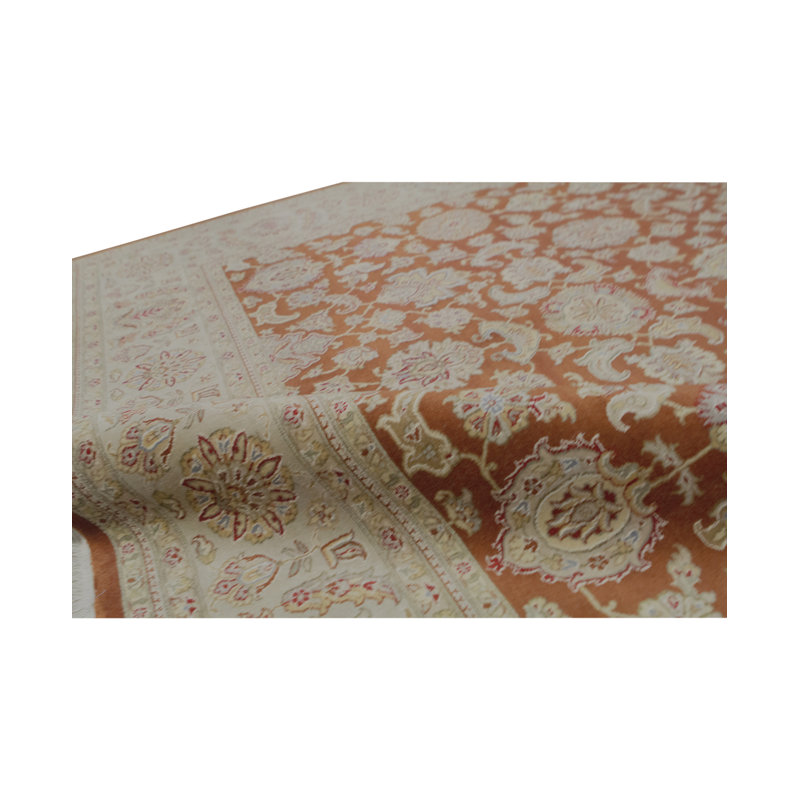 Hand-Knotted High-Quality Rust and Beige Area Rug