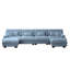 Canapé modulaire Free Combination, canapé en U pour le salon, canapé 4 places avec 2 repose-pieds, bleu chenille