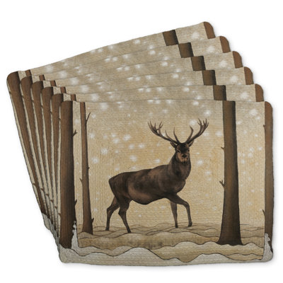 Braided Polyester Orlane Set of 6 | Winter Roe Deer Design