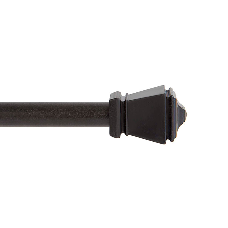 Amelia Black Metal Adjustable Café Curtain Rod with Square Finials