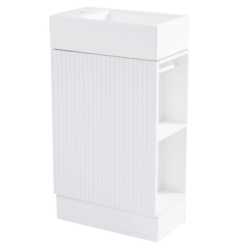 Meuble-lavabo moderne de 18,6 po avec lavabo, tablette à deux niveaux et orientation flexible pour un rangement efficace et une conception élégante