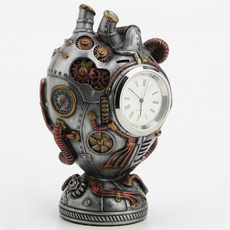 Horloge 4,33 pouces en étain coulé à froid Steampunk