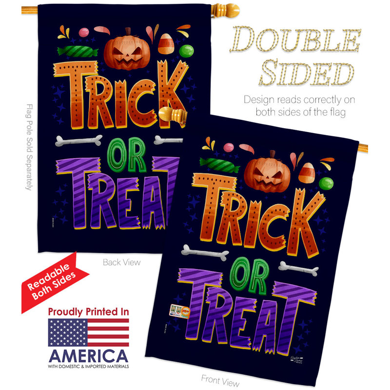 Drapeau de maison en polyester 40 x 28 po Trick or Friate