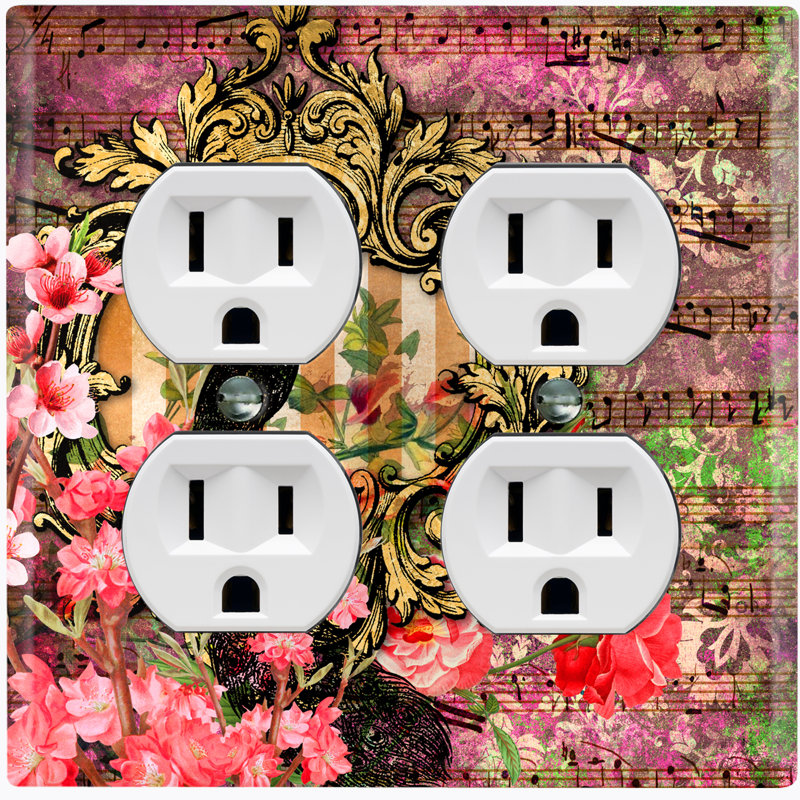 Patterned 2 - Gang Duplex Outlet Standard Wall Plate