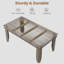 Table de salle à manger Farmhouse pour 6 à 8 personnes, tables de cuisine de 71 po de long avec structure en bois robuste, grande table de salle à manger rectangulaire de 6 pi pour la salle à manger, noyer gris, non extensible 71 po-129411778-129411781