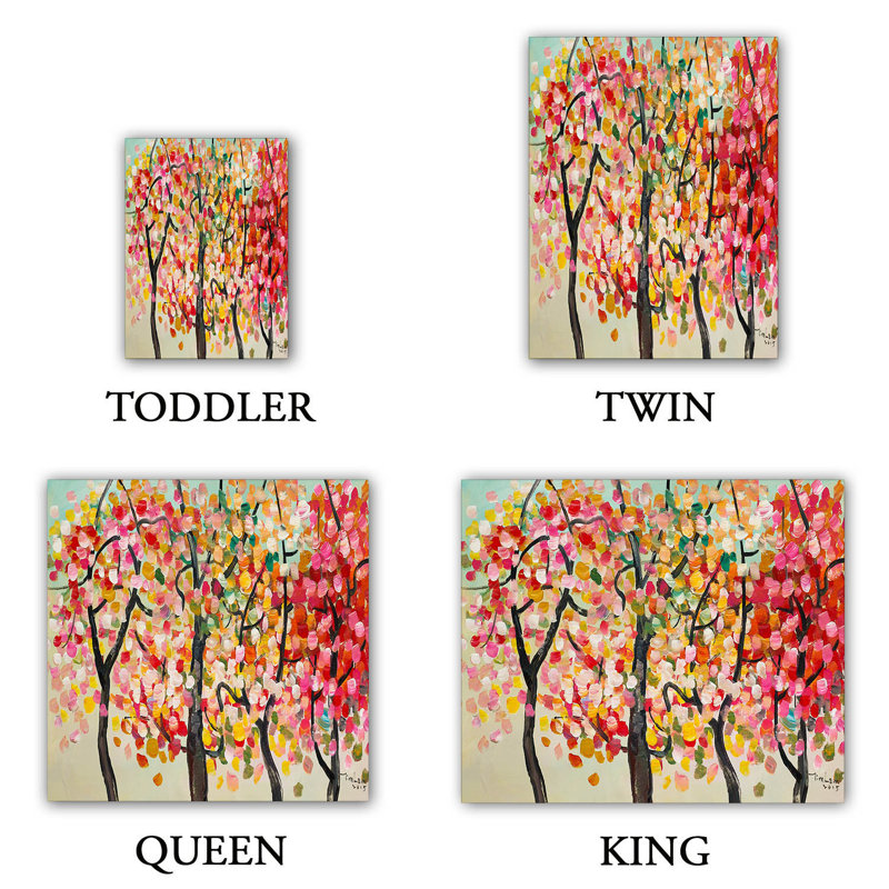 Ensemble de housse de couette coloré trees v, 1 housse + 2 taies très grand lit