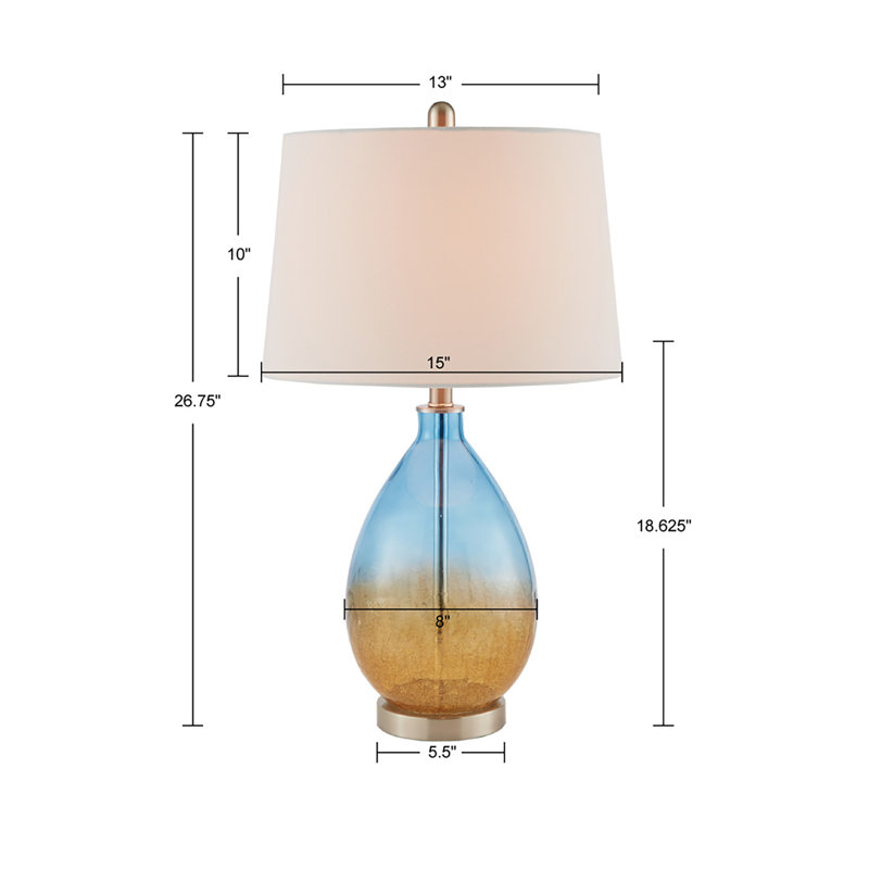 Cortina Ombre Glass Table Lamp, Set of 2, White, Blue