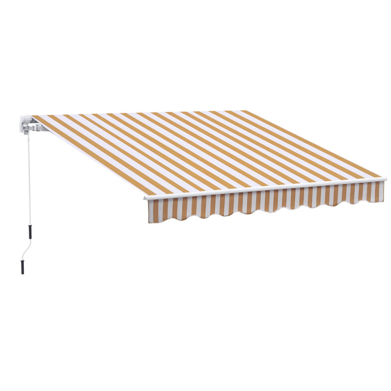 Auvent de fenêtre incliné, Rayures brunes et blanches, L 120 po x l 96 po