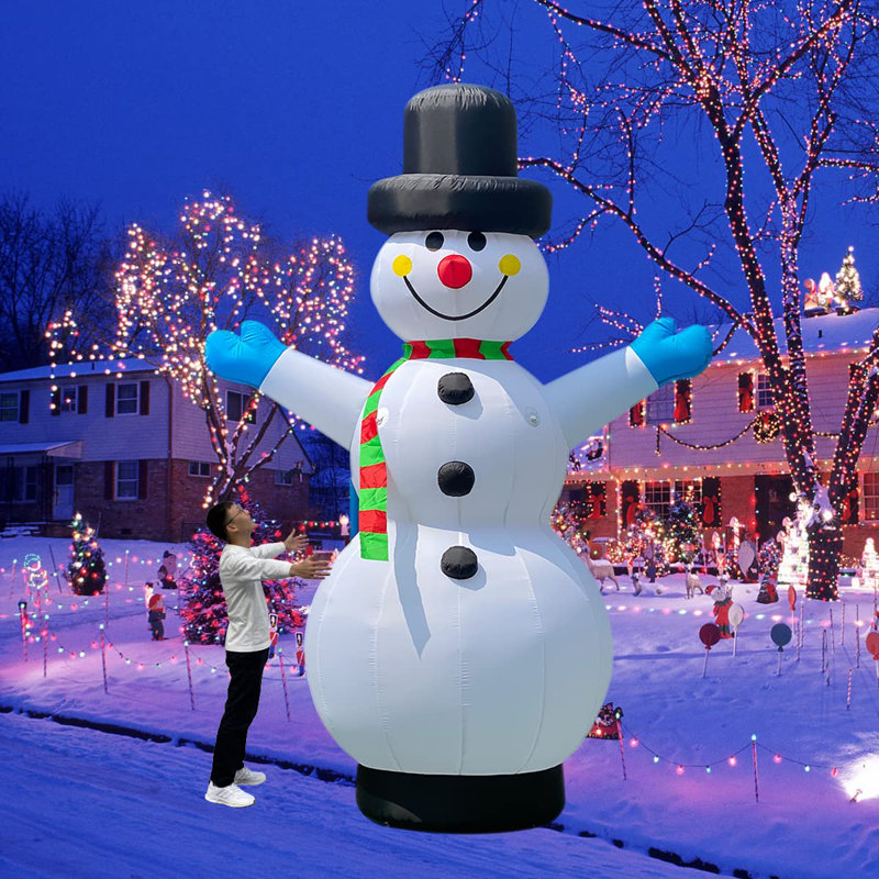 Bonhomme de neige gonflable de 13 pi avec souffleur pour décoration de Noël, H 154,48 po x l 115,2 po x P 72 po