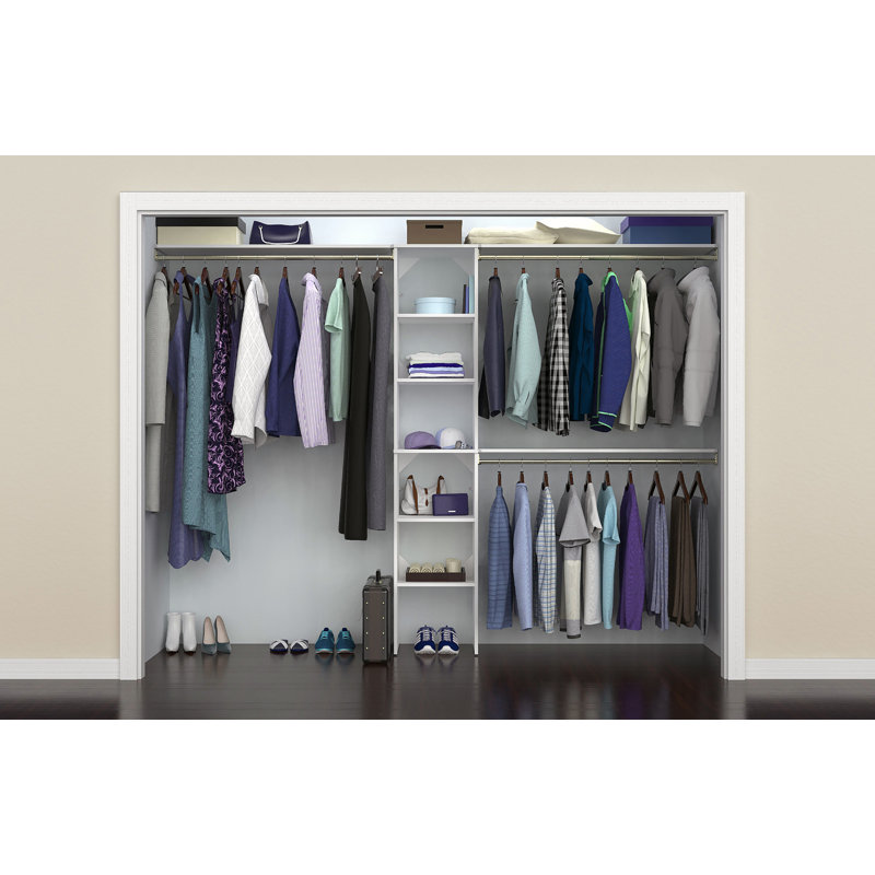 SuiteSymphony 72" W - 108" W Closet System Kit with Top Shelves, Pure White