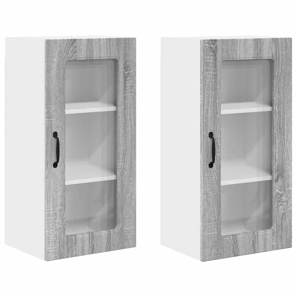 Vidaxl Kitchen Wall Cabinet With Door 2 Pcs Sonoma Oak 40 X 31 X 80 Cm