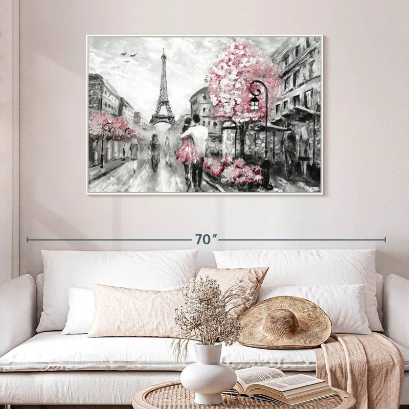 Rose Paris, Cadre flottant blanc, 46 po x 31 po