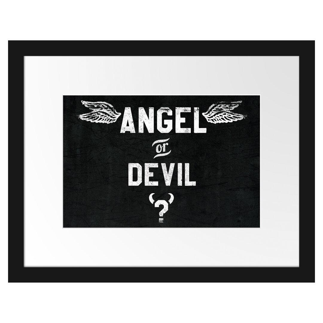 Gerahmtes Poster Angel Or Devil Black