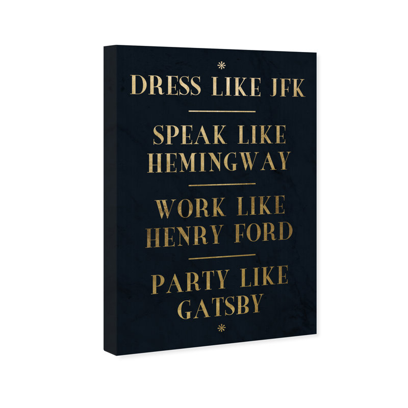 "Dress Speak Work Party" par Oliver Gal, reproduction d'art textuel sur papier, H 24 po x l 16 po x P 0,75 po, Toile tendue