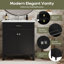 Meuble-lavabo de 30 pouces avec lavabo en céramique, porte à fermeture douce et tablettes réglables-324912504