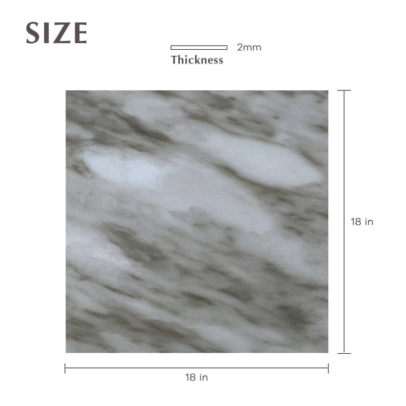 2mm Thick 18'' W x 18'' L, White Gray