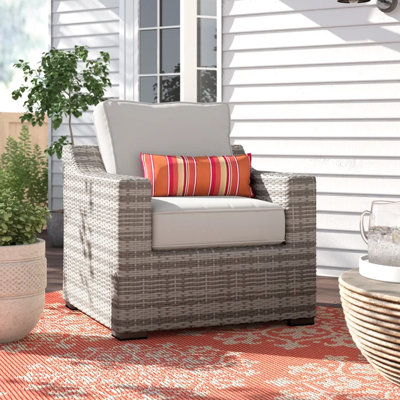 Chaise de patio avec coussins - entièrement assemblée et résistante aux intempéries, structure rouille, coussins antitaches, sièges d'extérieur modernes pour le jardin, confort complet gris, siège et dossier rembourrés en mousse respirante et amovibles