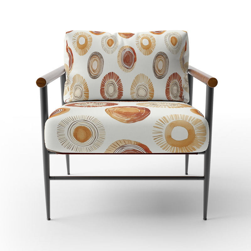 Chaise d'appoint géométrique - Fauteuil Boho, Bras ronds bruns