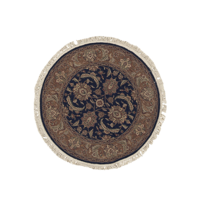 Moroccan Hand-Knotted Wool Oriental Area Rug in Brown/Navy