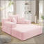 Luxueuse chaise longue en velours côtelé moelleux avec 3 coussins, canapé-lit convertible avec poche de rangement, conception sans cadre et mousse de compression pour les petits espaces, salon, appartement, rose bébé-2045143852