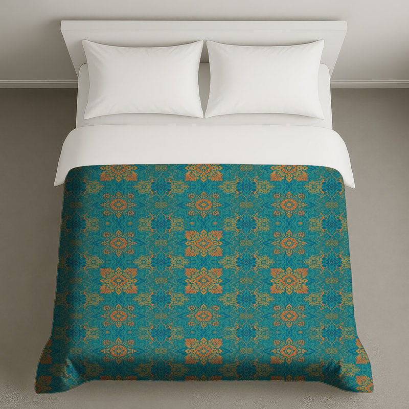 Turquoise Mandala Pattern Duvet Covers, Twin