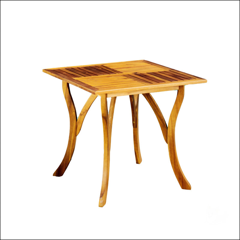 Outdoor Acacia Wood Square Dining Table With Teak Finish And Slat Design For Patio Use, Durable And Stylish