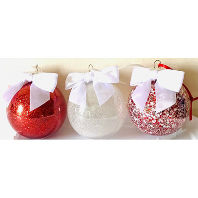 Set of 3 Red, White, and Candy Cane Shatterproof Ornaments