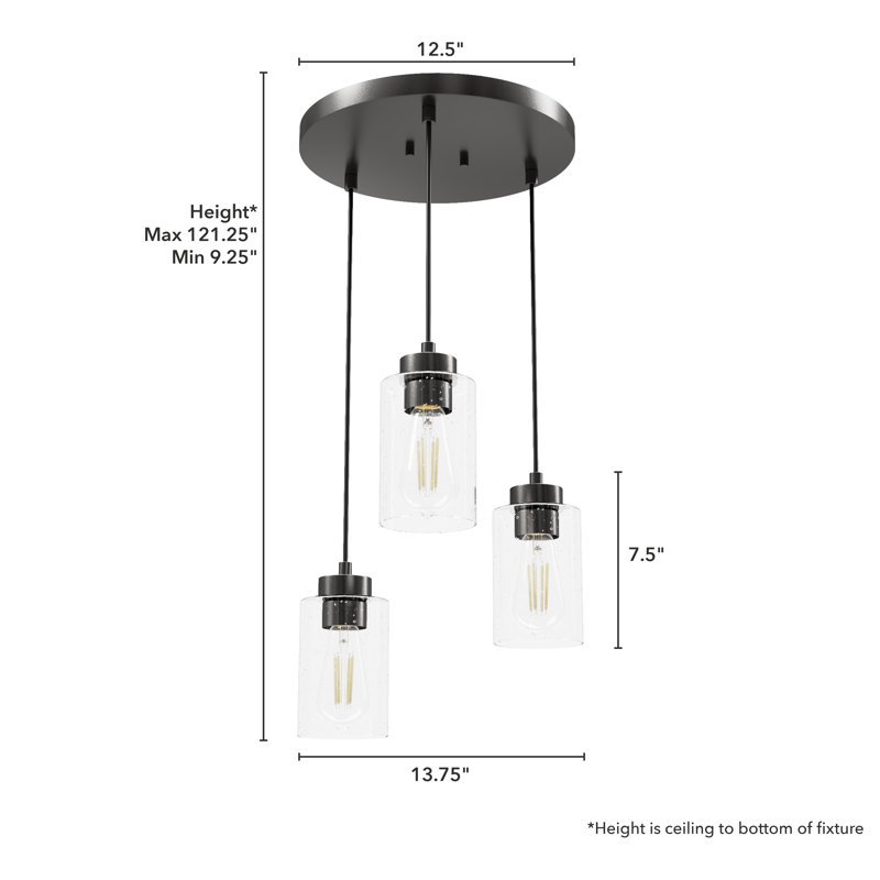 Hartland 3 - Light Cluster Cylinder Pendant, Noble Bronze