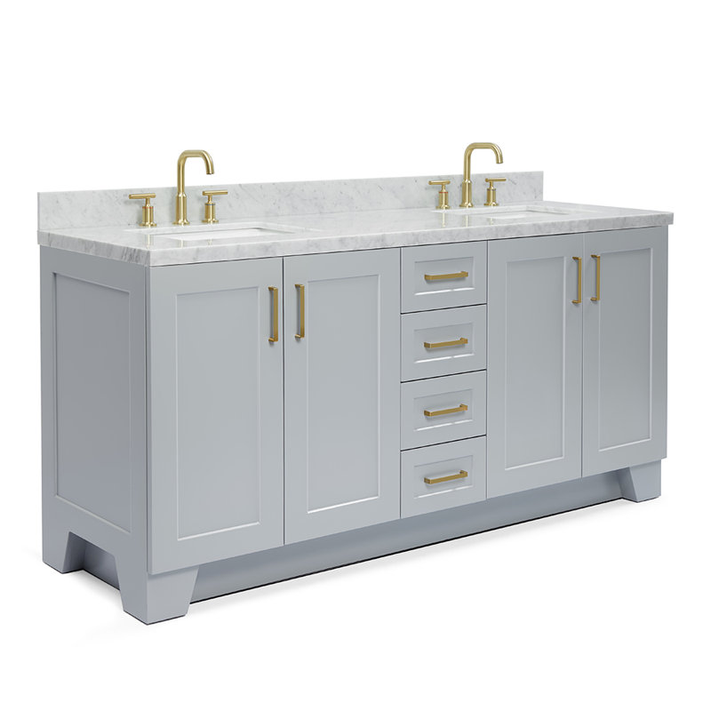 73 IN.  Single Bathroom Vanity, Rectangular, Gray, Carrara Quartz