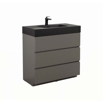 Meuble-lavabo sur pied sophistiqué avec rangement spacieux et design moderne