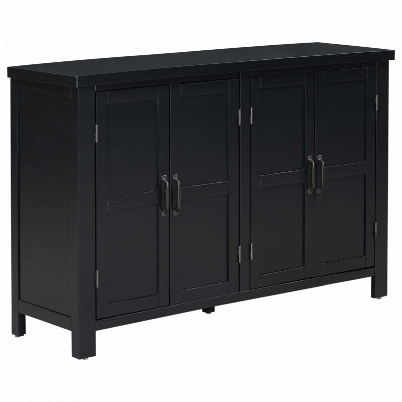 Buffet de rangement 4 portes avec tablettes réglables et poignées rétro Atimon, Noir