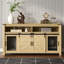 Buffet 59,3 po avec portes de grange coulissantes, panneaux grillagés et rangement ouvert pour une utilisation polyvalente à la maison.-186747692