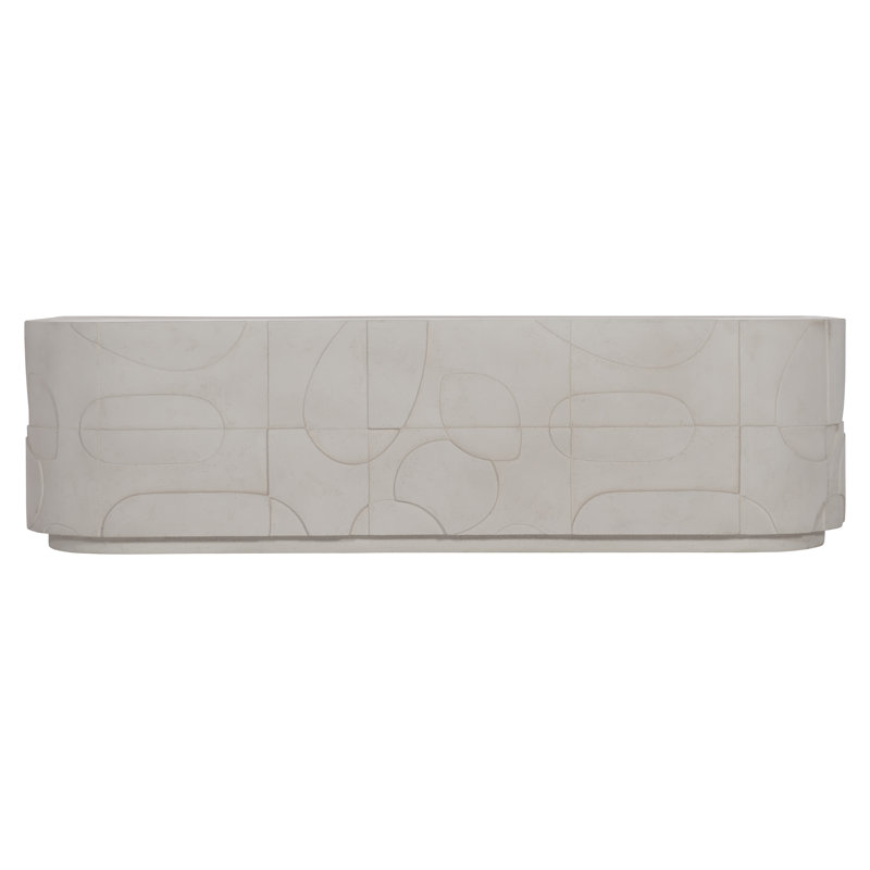 Zina Modern Beige Stonecast Rectangular Coffee Table